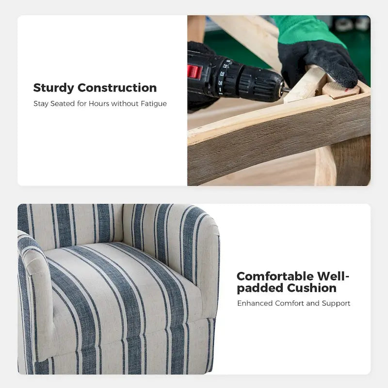 Traditional swivel armchairs, Jacobin stripe pattern, two chairs per set.