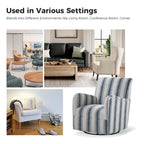 Traditional swivel armchairs, Jacobin stripe pattern, two chairs per set.
