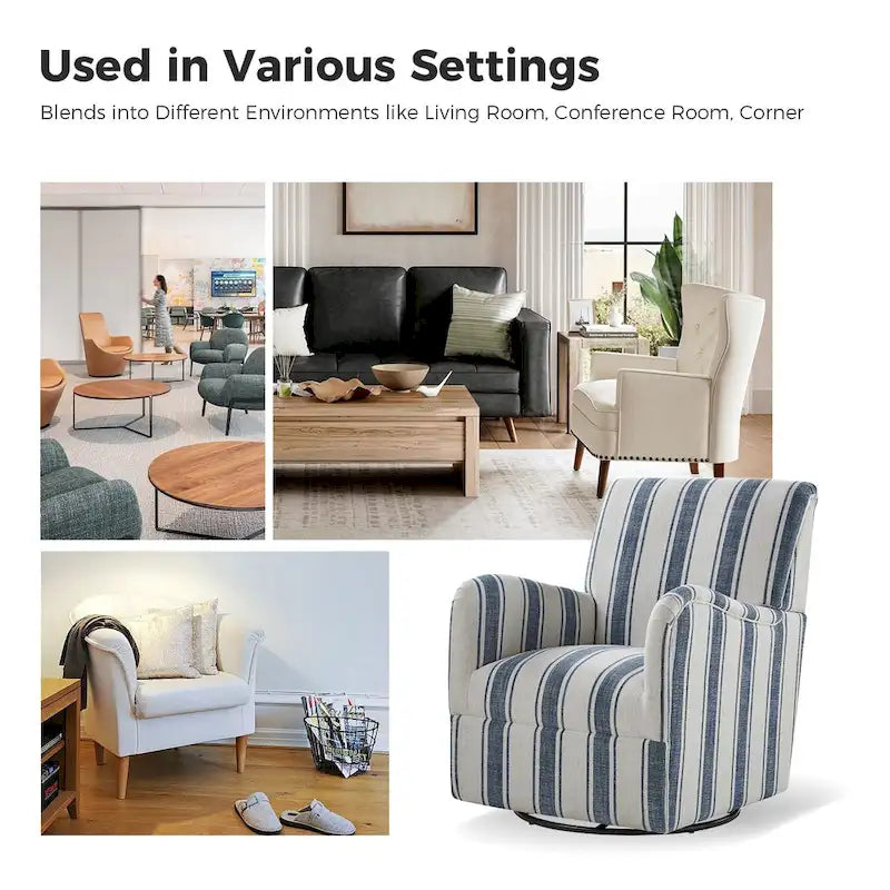 Traditional swivel armchairs, Jacobin stripe pattern, two chairs per set.