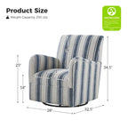 Traditional swivel armchairs, Jacobin stripe pattern, two chairs per set.