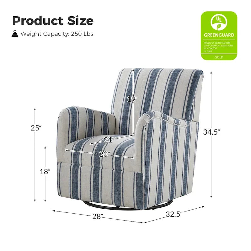 Traditional swivel armchairs, Jacobin stripe pattern, two chairs per set.