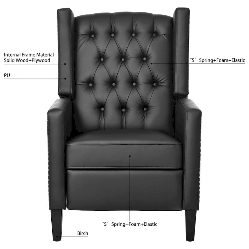 Wide Manual Wing Chair Recliner - 34.45 x 27.16 x 40.55