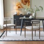 Upholstered Dining Chairs Set of 2 - Black & Gold Iron Frame