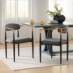 Upholstered Dining Chairs Set of 2 - Black & Gold Iron Frame