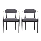 Upholstered Dining Chairs Set of 2 - Black & Gold Iron Frame