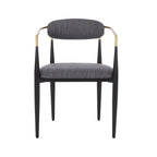 Upholstered Dining Chairs Set of 2 - Black & Gold Iron Frame