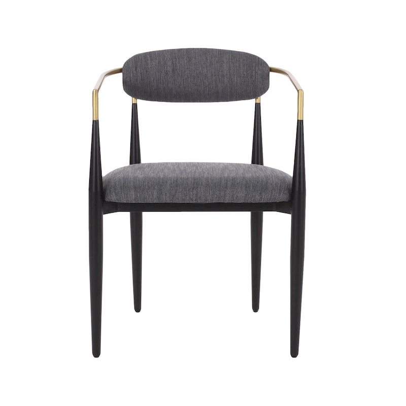 Upholstered Dining Chairs Set of 2 - Black & Gold Iron Frame