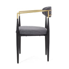 Upholstered Dining Chairs Set of 2 - Black & Gold Iron Frame