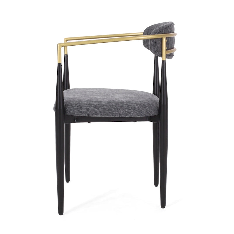 Upholstered Dining Chairs Set of 2 - Black & Gold Iron Frame