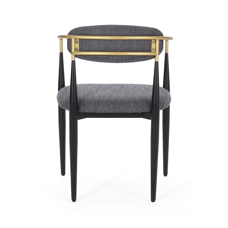 Upholstered Dining Chairs Set of 2 - Black & Gold Iron Frame