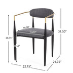 Upholstered Dining Chairs Set of 2 - Black & Gold Iron Frame