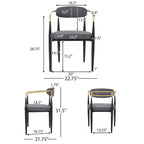 Upholstered Dining Chairs Set of 2 - Black & Gold Iron Frame