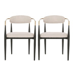 Upholstered Dining Chairs Set of 2 - Black & Gold Iron Frame