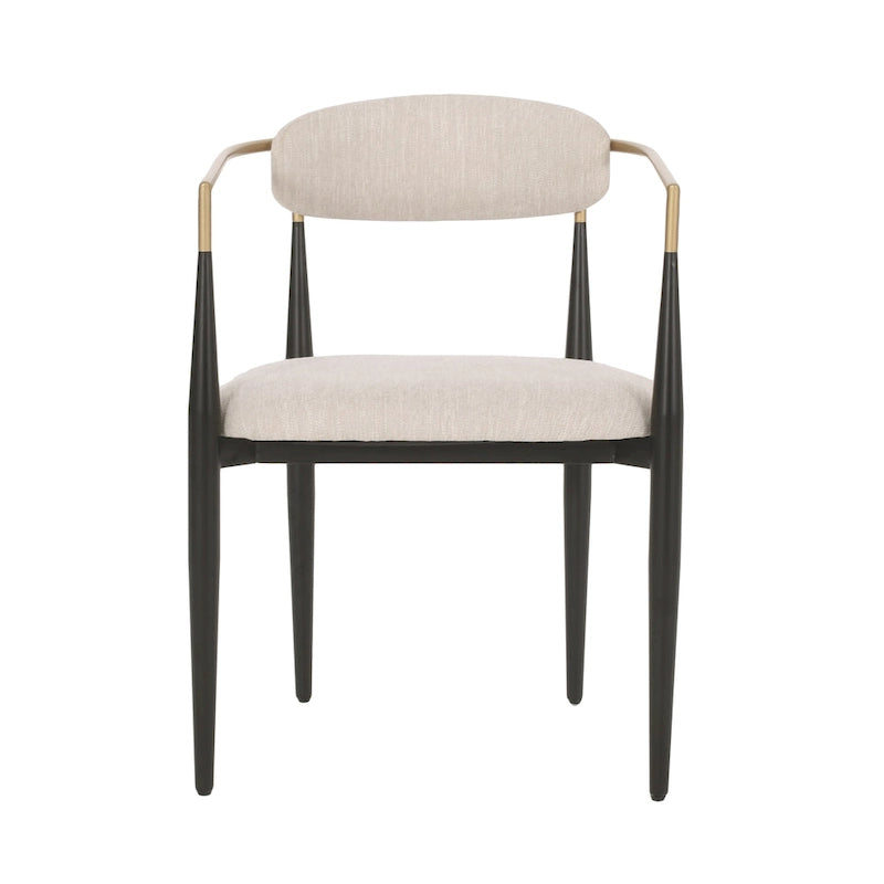 Upholstered Dining Chairs Set of 2 - Black & Gold Iron Frame