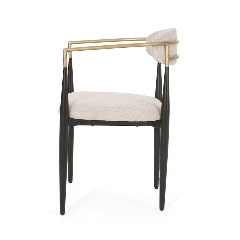 Upholstered Dining Chairs Set of 2 - Black & Gold Iron Frame