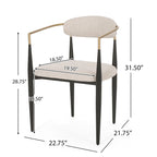 Upholstered Dining Chairs Set of 2 - Black & Gold Iron Frame