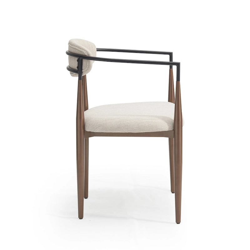 Upholstered Dining Chairs Set of 2 - Black & Gold Iron Frame