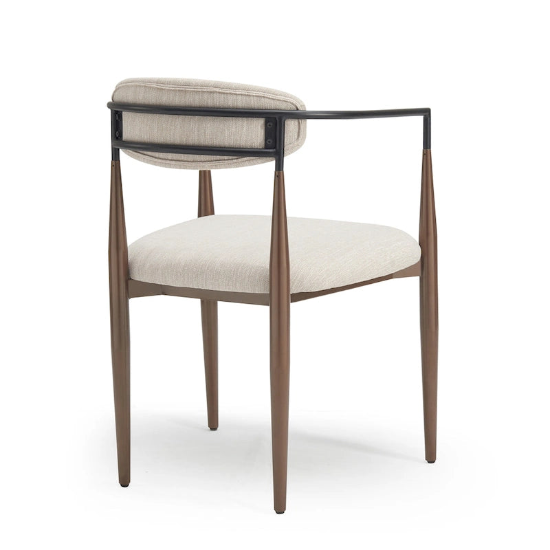 Upholstered Dining Chairs Set of 2 - Black & Gold Iron Frame