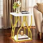 Modern Gold Console Sofa Table with Marbling Top for Entryway Hallway