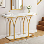 Modern Gold Console Sofa Table with Marbling Top for Entryway Hallway