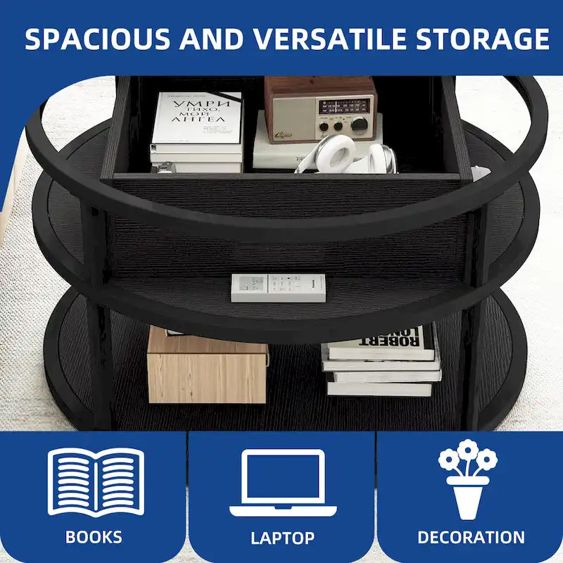 Round Lift Top Coffee Table with Hidden Storage