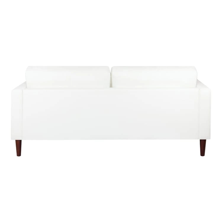 Modern Genuine Leather Sofa with Wooden Legs & Additional Bolster Pillow