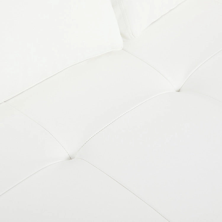 Modern Genuine Leather Sofa with Wooden Legs & Additional Bolster Pillow