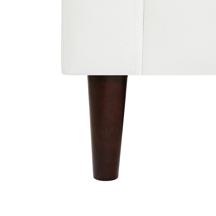 Modern Genuine Leather Sofa with Wooden Legs & Additional Bolster Pillow