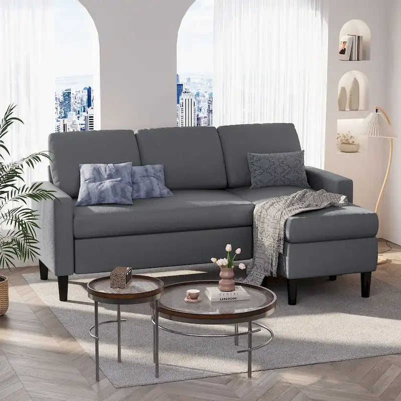 74 Convertible Sectional Sofa Couch, Small L-Shaped Sofa