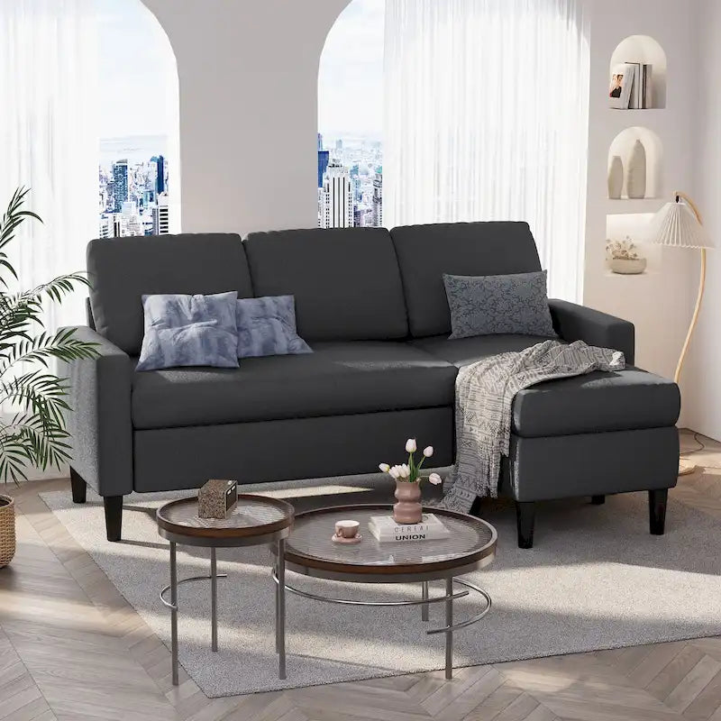 74 Convertible Sectional Sofa Couch, Small L-Shaped Sofa