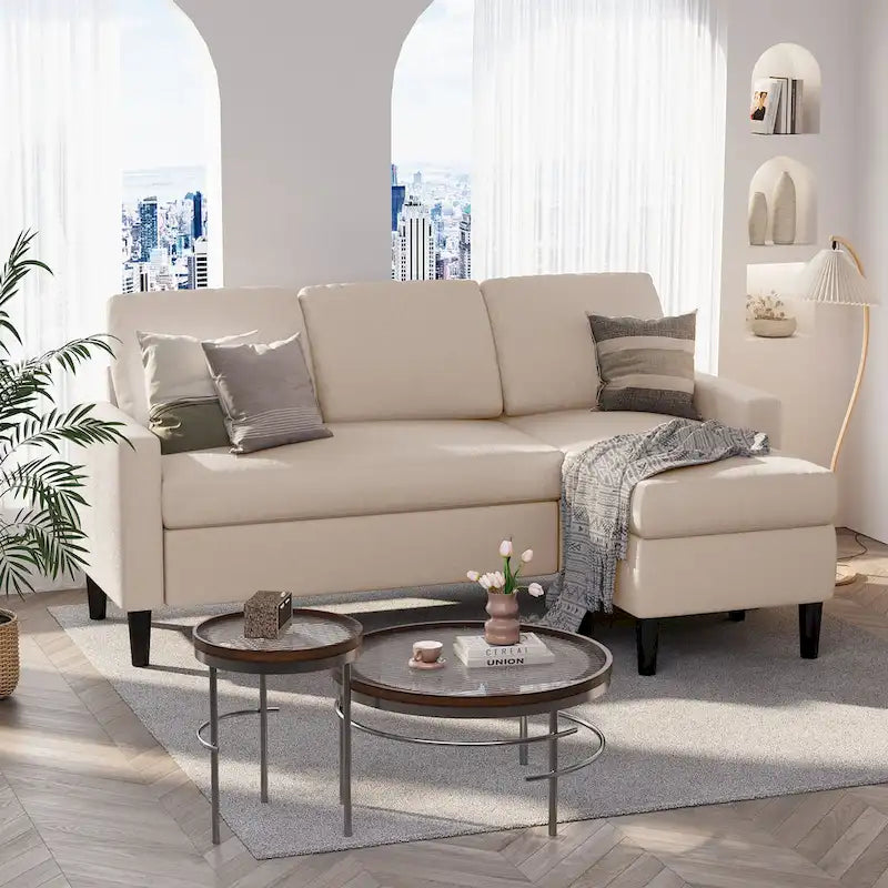 74 Convertible Sectional Sofa Couch, Small L-Shaped Sofa