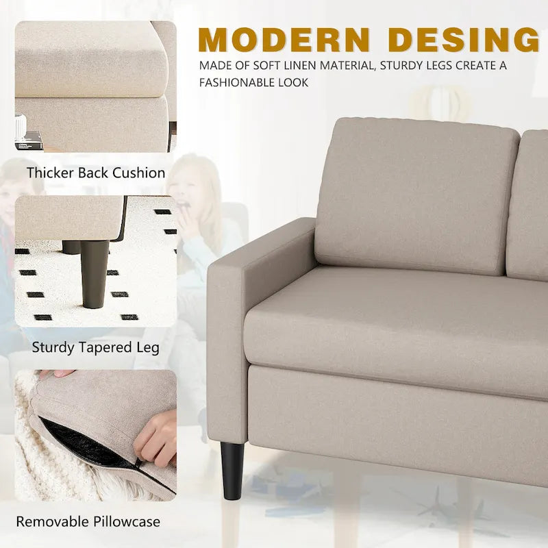 74 Convertible Sectional Sofa Couch, Small L-Shaped Sofa