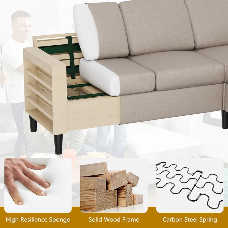 74 Convertible Sectional Sofa Couch, Small L-Shaped Sofa