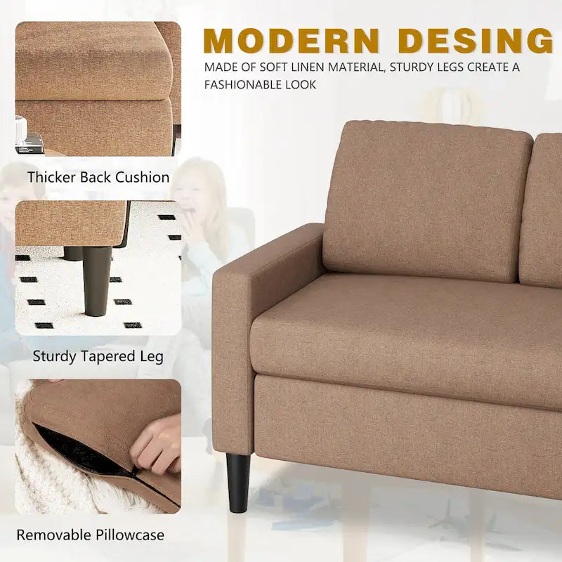 74 Convertible Sectional Sofa Couch, Small L-Shaped Sofa