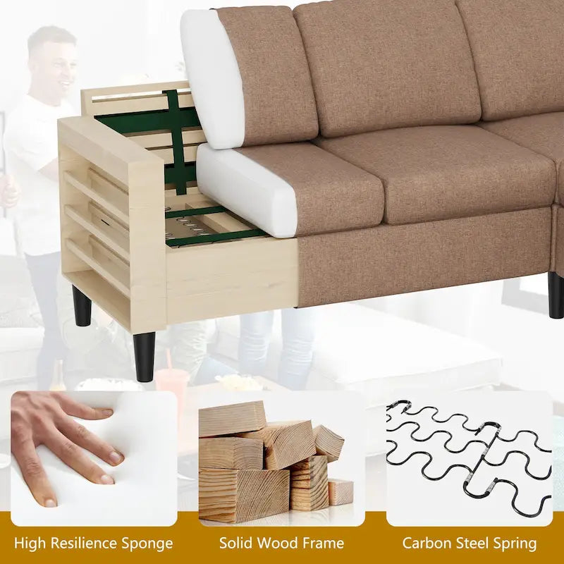 74 Convertible Sectional Sofa Couch, Small L-Shaped Sofa