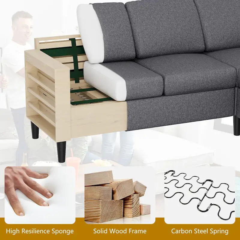 74 Convertible Sectional Sofa Couch, Small L-Shaped Sofa