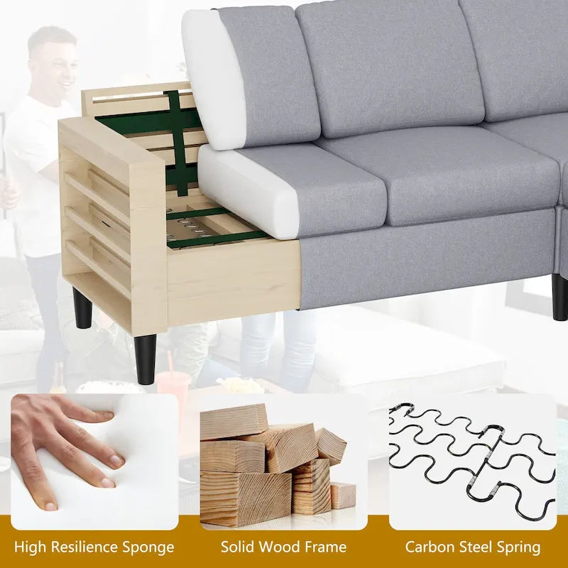 74 Convertible Sectional Sofa Couch, Small L-Shaped Sofa