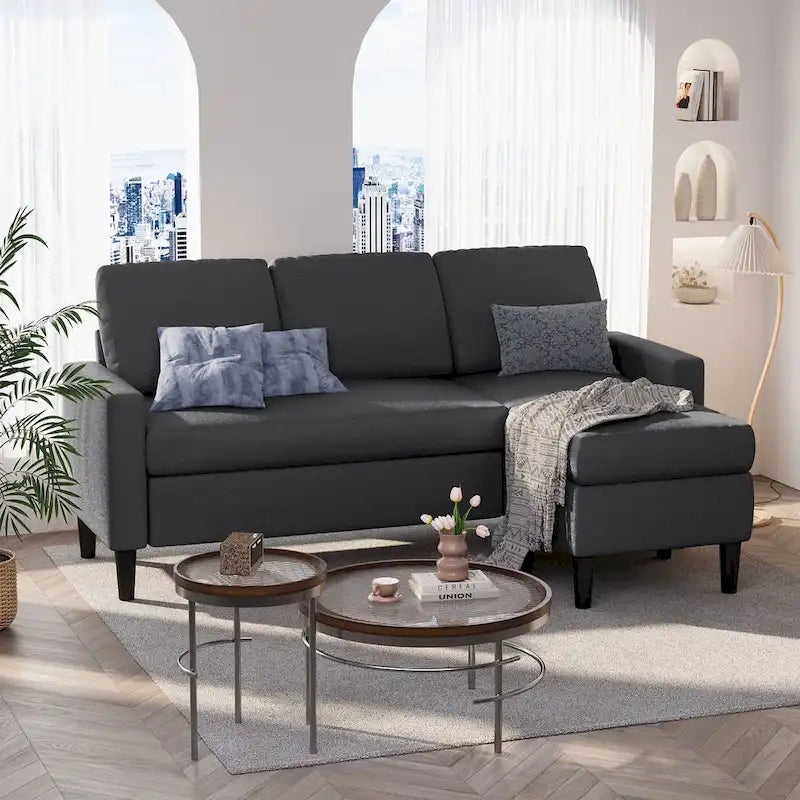 74 Convertible Sectional Sofa Couch, Small L-Shaped Sofa