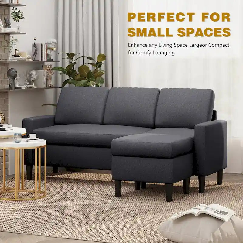 74 Convertible Sectional Sofa Couch, Small L-Shaped Sofa
