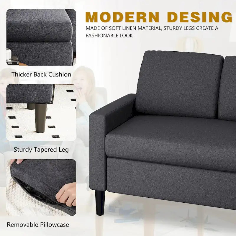 74 Convertible Sectional Sofa Couch, Small L-Shaped Sofa