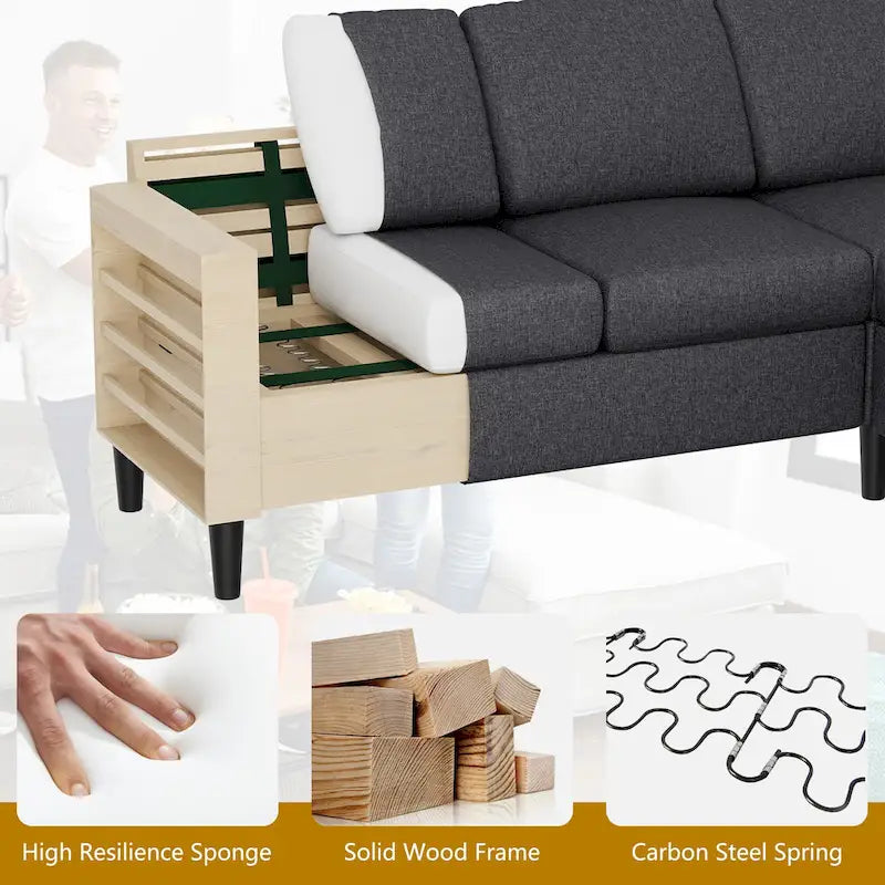 74 Convertible Sectional Sofa Couch, Small L-Shaped Sofa