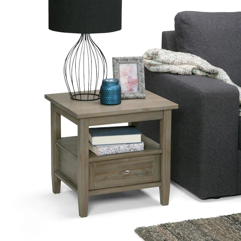 Solid Wood Rectangle End Table - 20" Wide Transitional Side Table