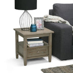 Solid Wood Rectangle End Table - 20" Wide Transitional Side Table