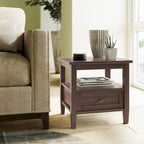 Solid Wood Rectangle End Table - 20" Wide Transitional Side Table