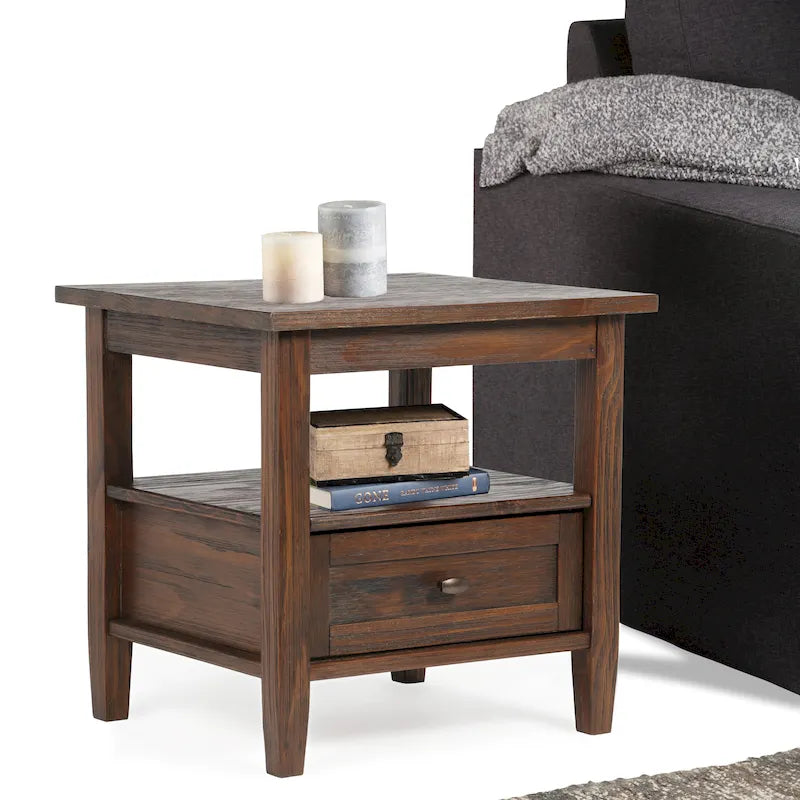 Solid Wood Rectangle End Table - 20" Wide Transitional Side Table