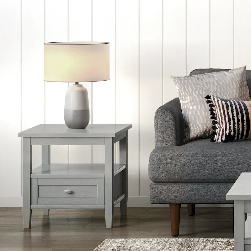 Solid Wood Rectangle End Table - 20" Wide Transitional Side Table