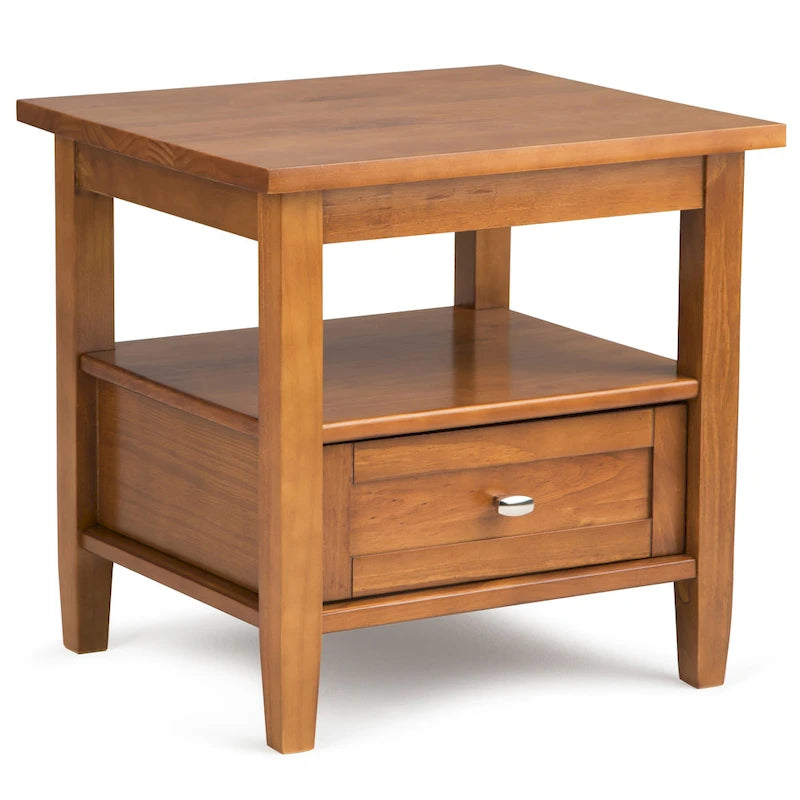Solid Wood Rectangle End Table - 20" Wide Transitional Side Table