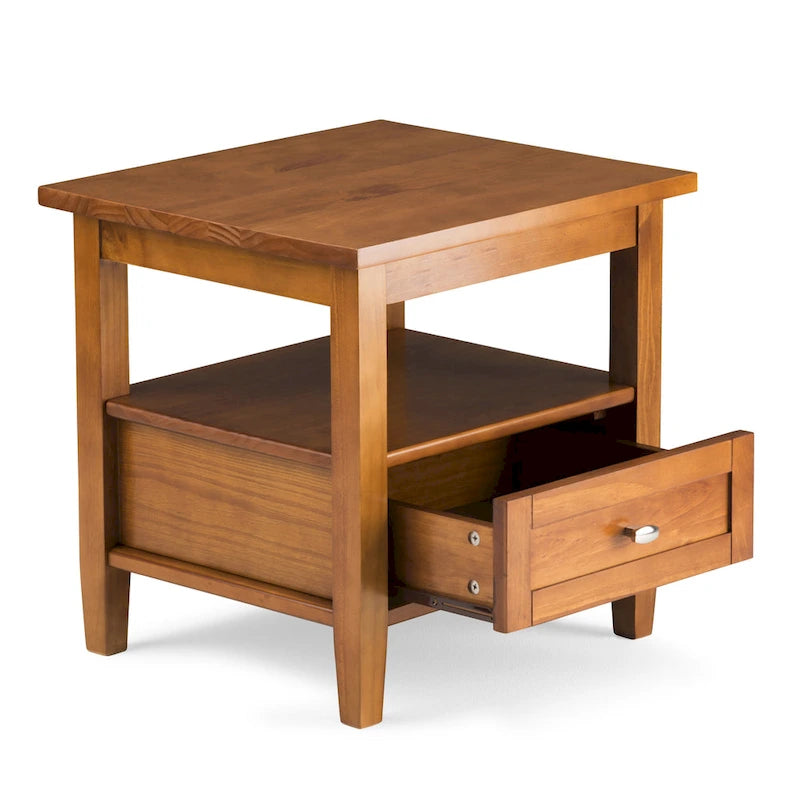 Solid Wood Rectangle End Table - 20" Wide Transitional Side Table