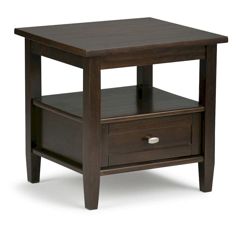 Solid Wood Rectangle End Table - 20" Wide Transitional Side Table