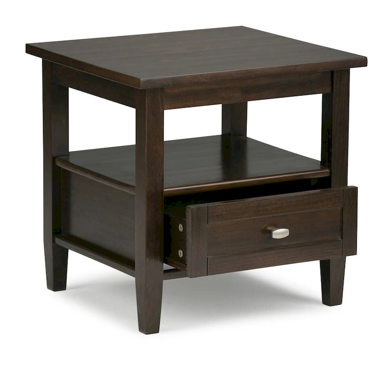 Solid Wood Rectangle End Table - 20" Wide Transitional Side Table